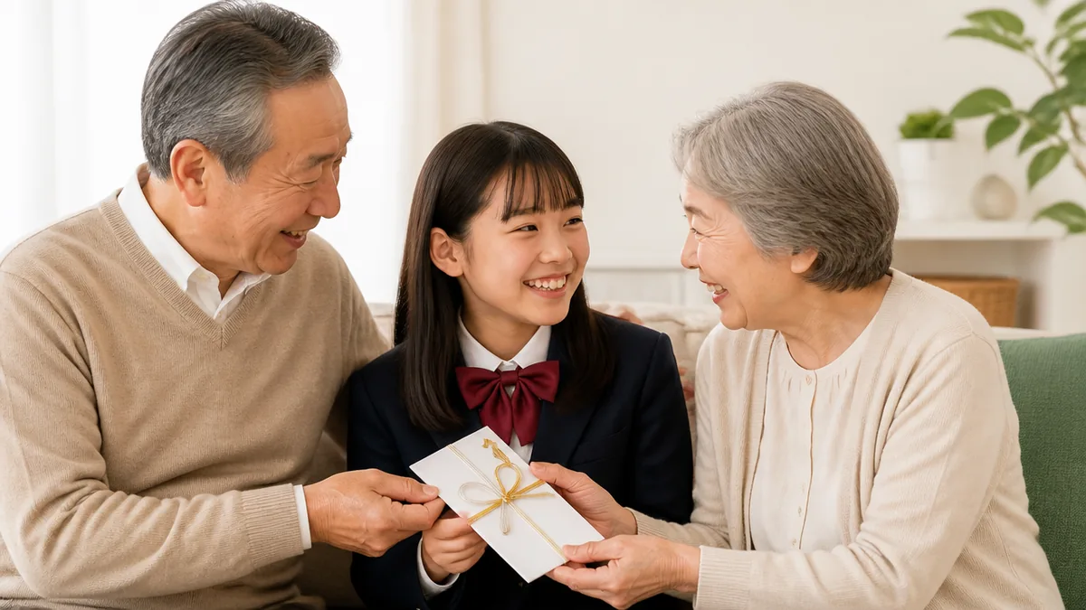 中学校入学祝いで祖父母が包む金額の相場は1万〜5万円の解説画像