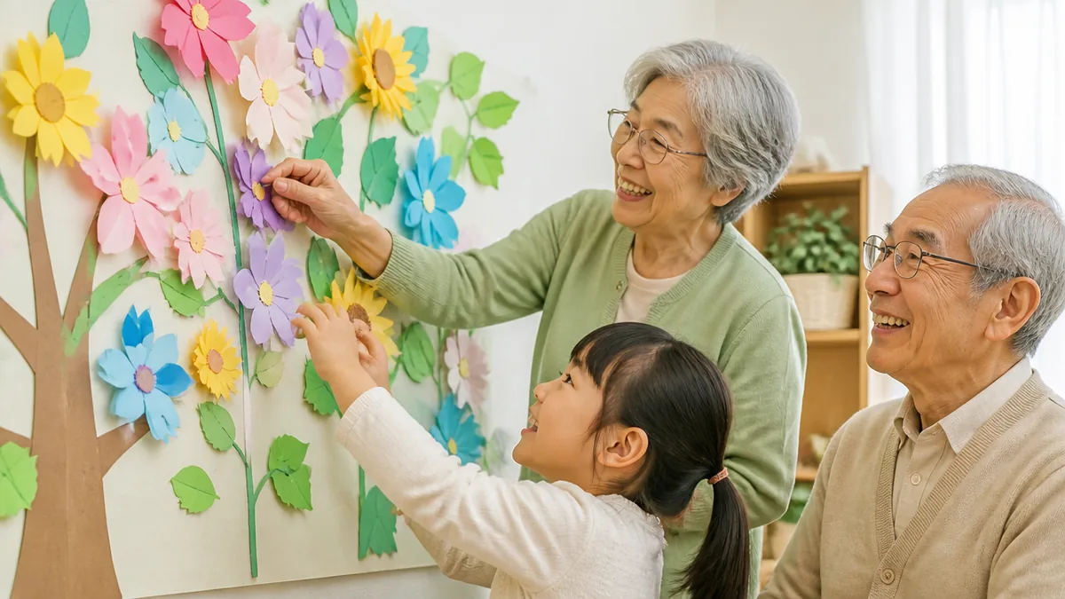 一年中使える壁面飾りアイデア8選【前半・花と葉】の解説画像