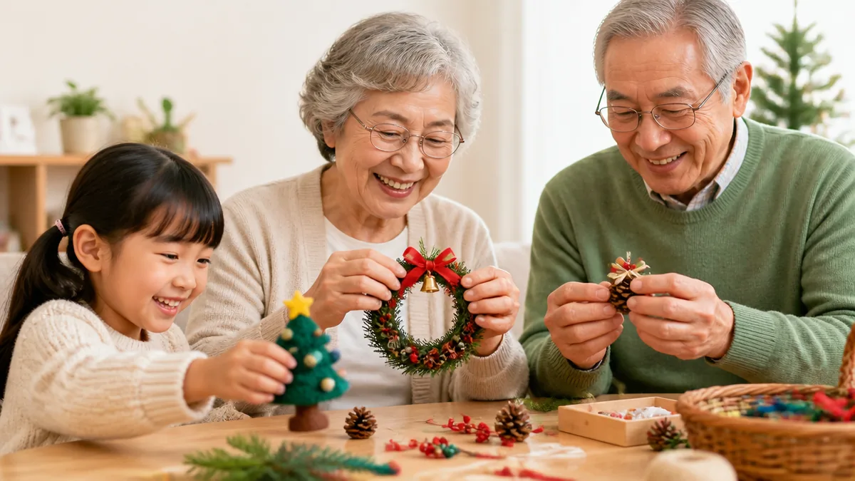 座ったまま作れる簡単クリスマス飾り4案の解説画像