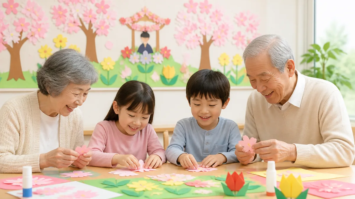 4月の壁面飾りを高齢者と作るなら、最初に決めるのは「テーマ・難易度・貼る場所」の解説画像