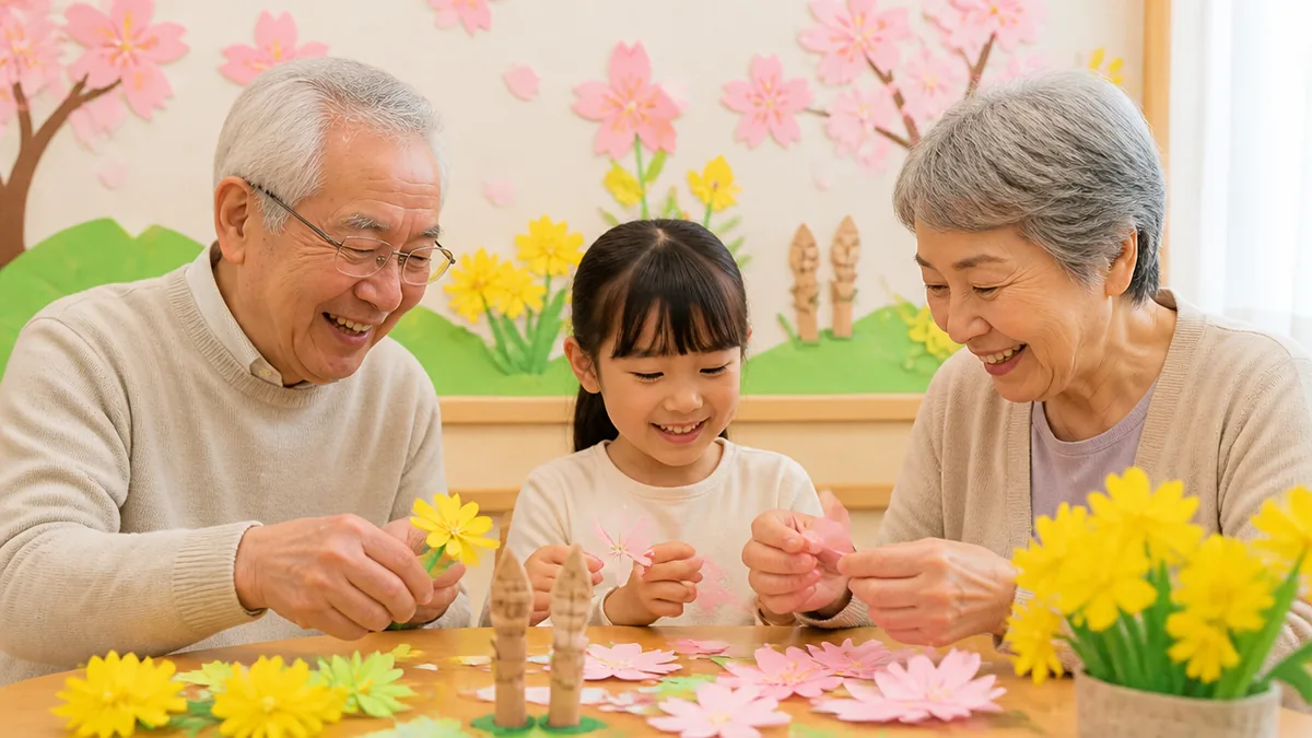 春の芽吹きを感じる壁面飾り3案の解説画像