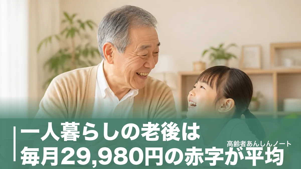 一人暮らしの老後は毎月29,980円の赤字が平均|お金・健康・孤独に備える4つの準備のアイキャッチ画像